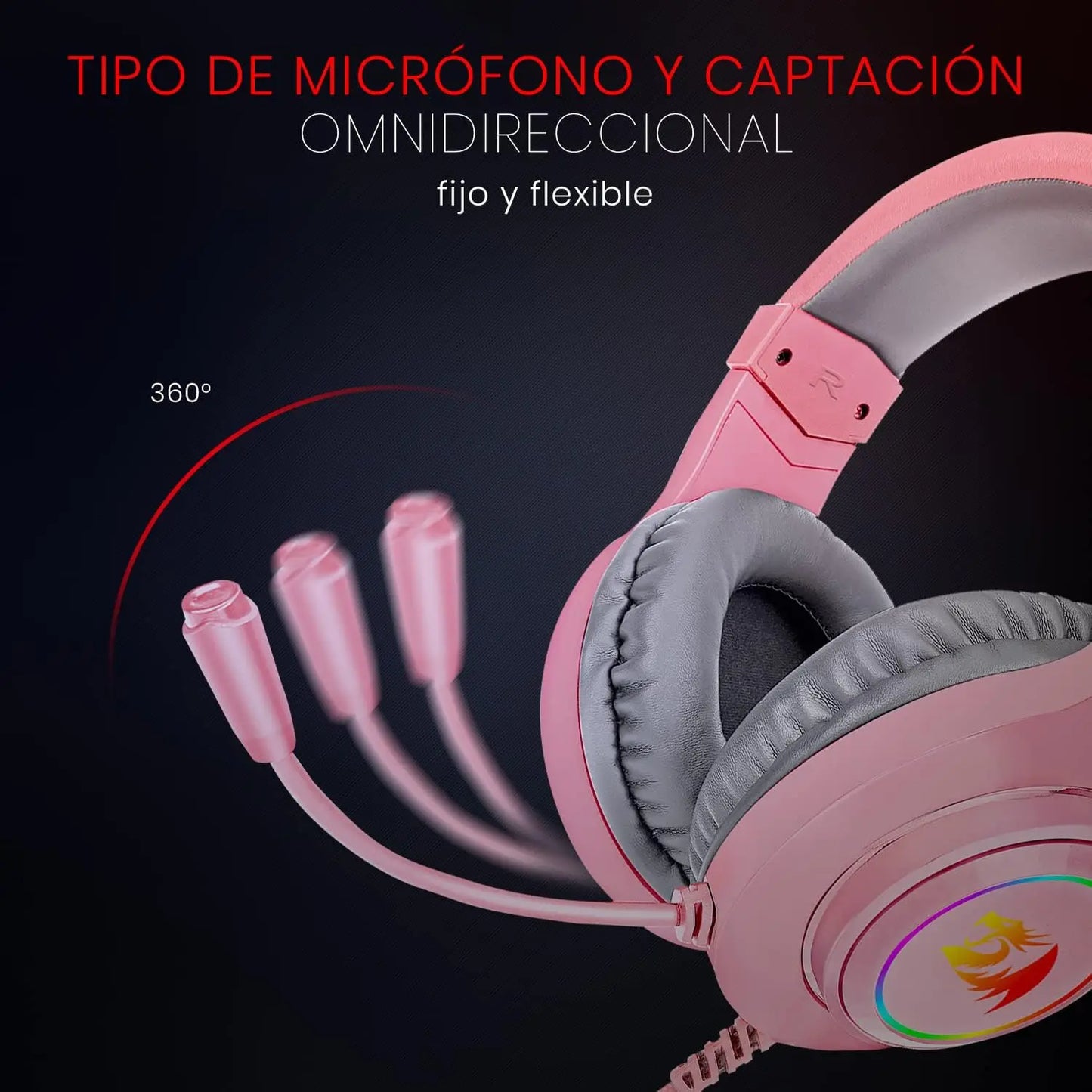 Redragon H260 Hylas RGB Pink Gaming Headset with Microphone