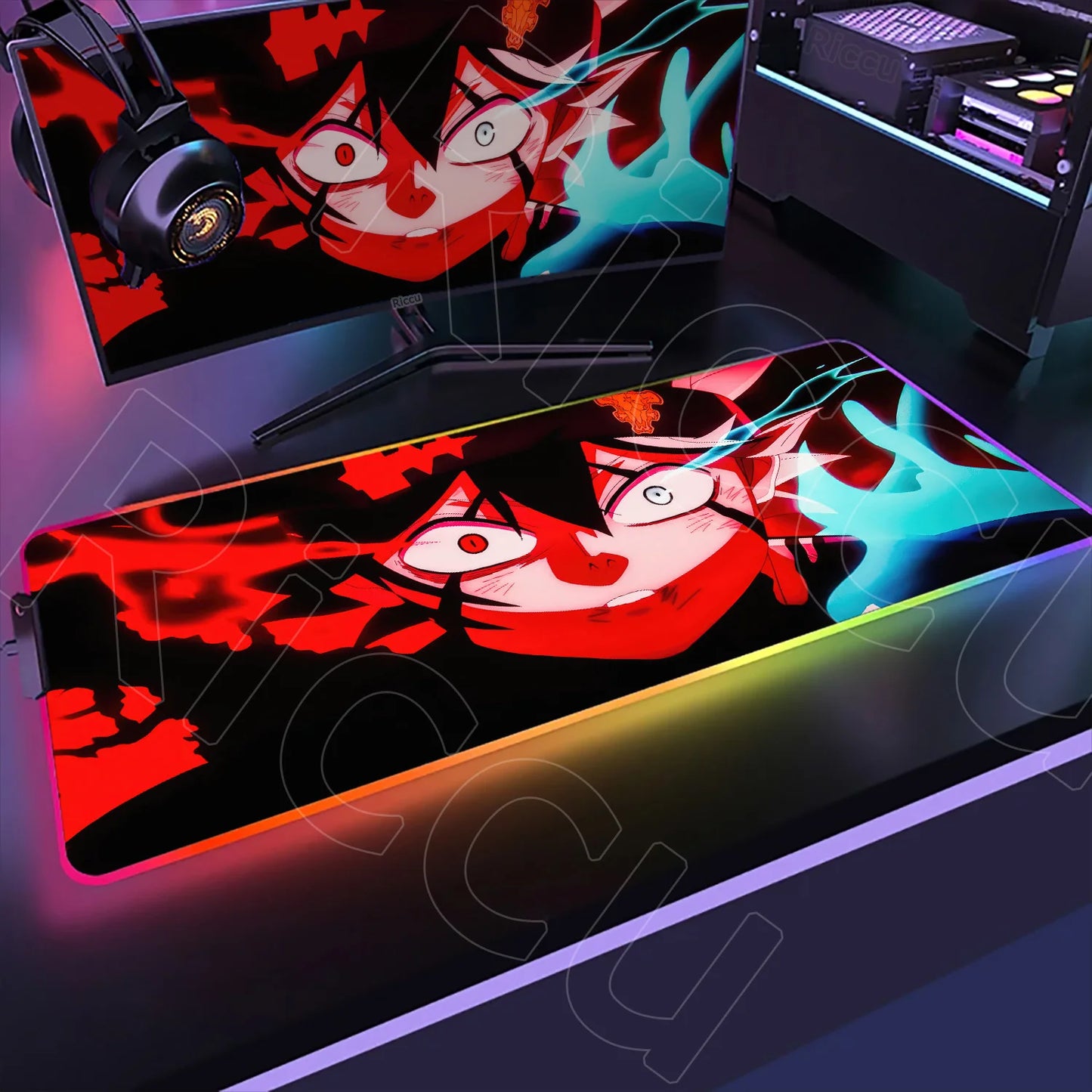 XXL RGB Gaming Mouse Pad Black Clover Asta Deskmat