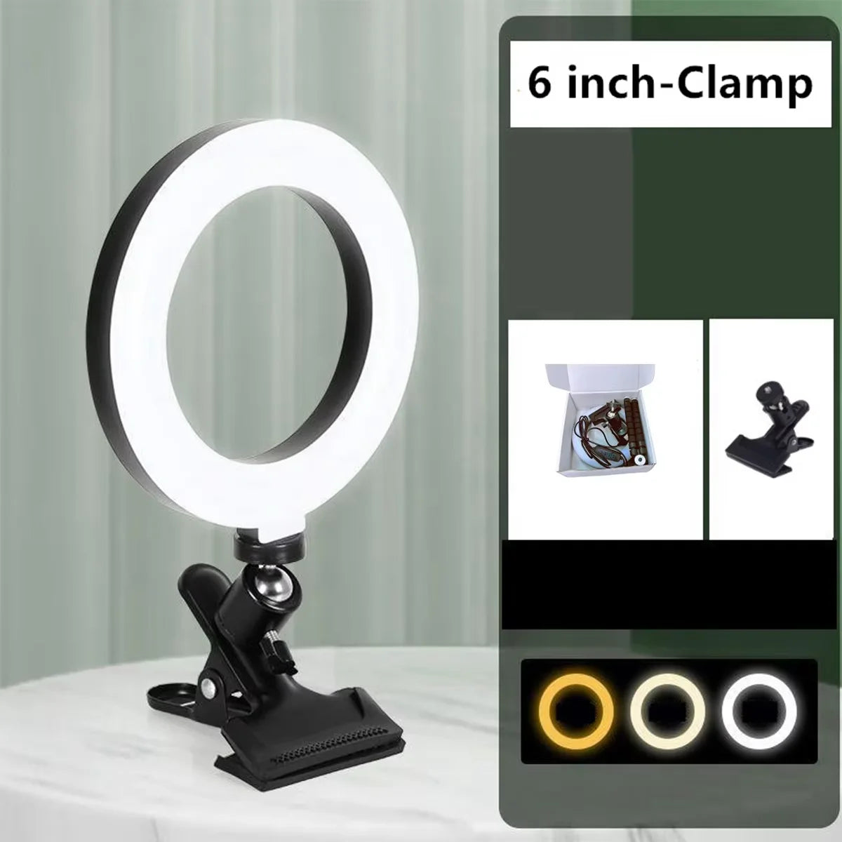 Clip-on ring light lighting kit, phone selfie light