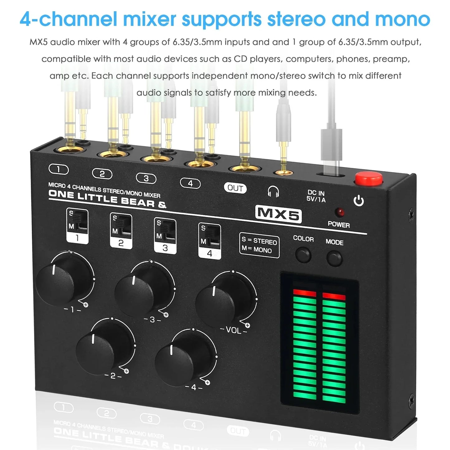 Channel Stereo Audio Mixer Mini