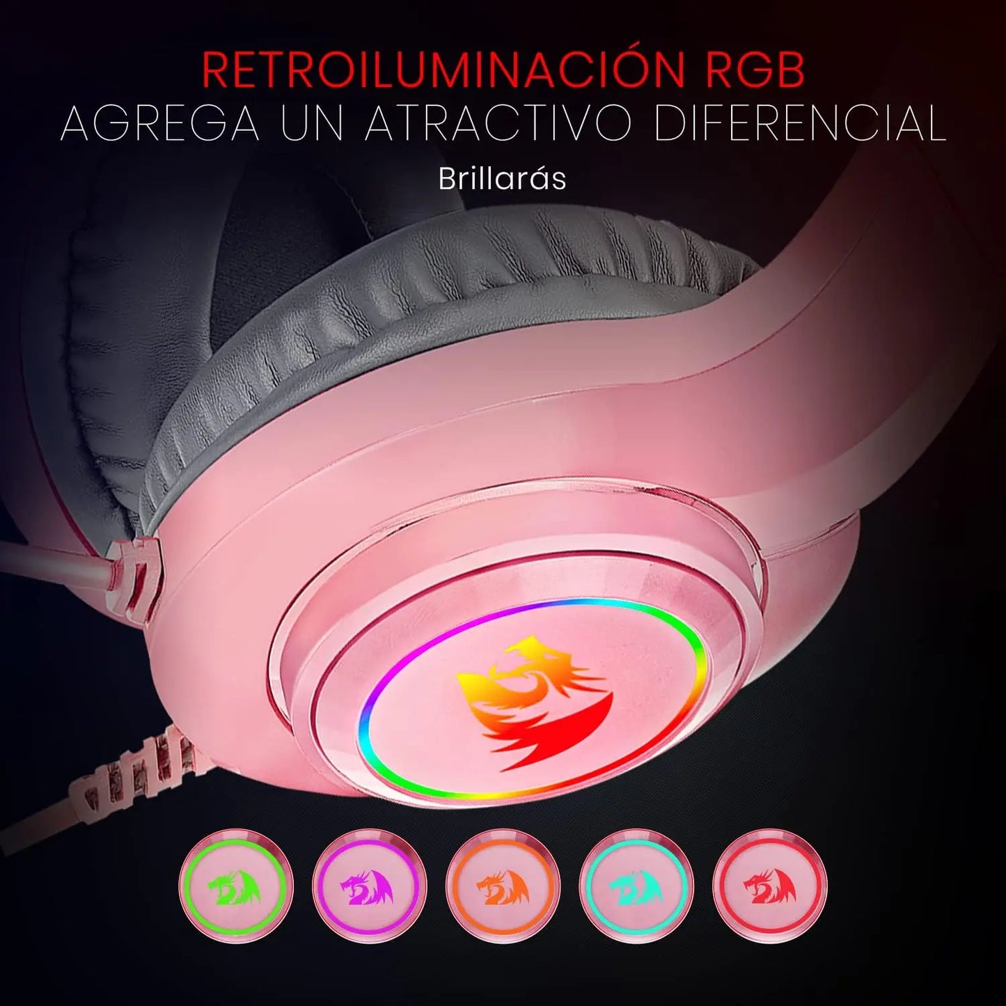 Redragon H260 Hylas RGB Pink Gaming Headset with Microphone