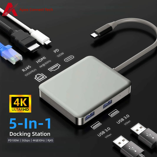 USB C Hub 5 In 1 Multiport Adapter 4K HDMI Type C