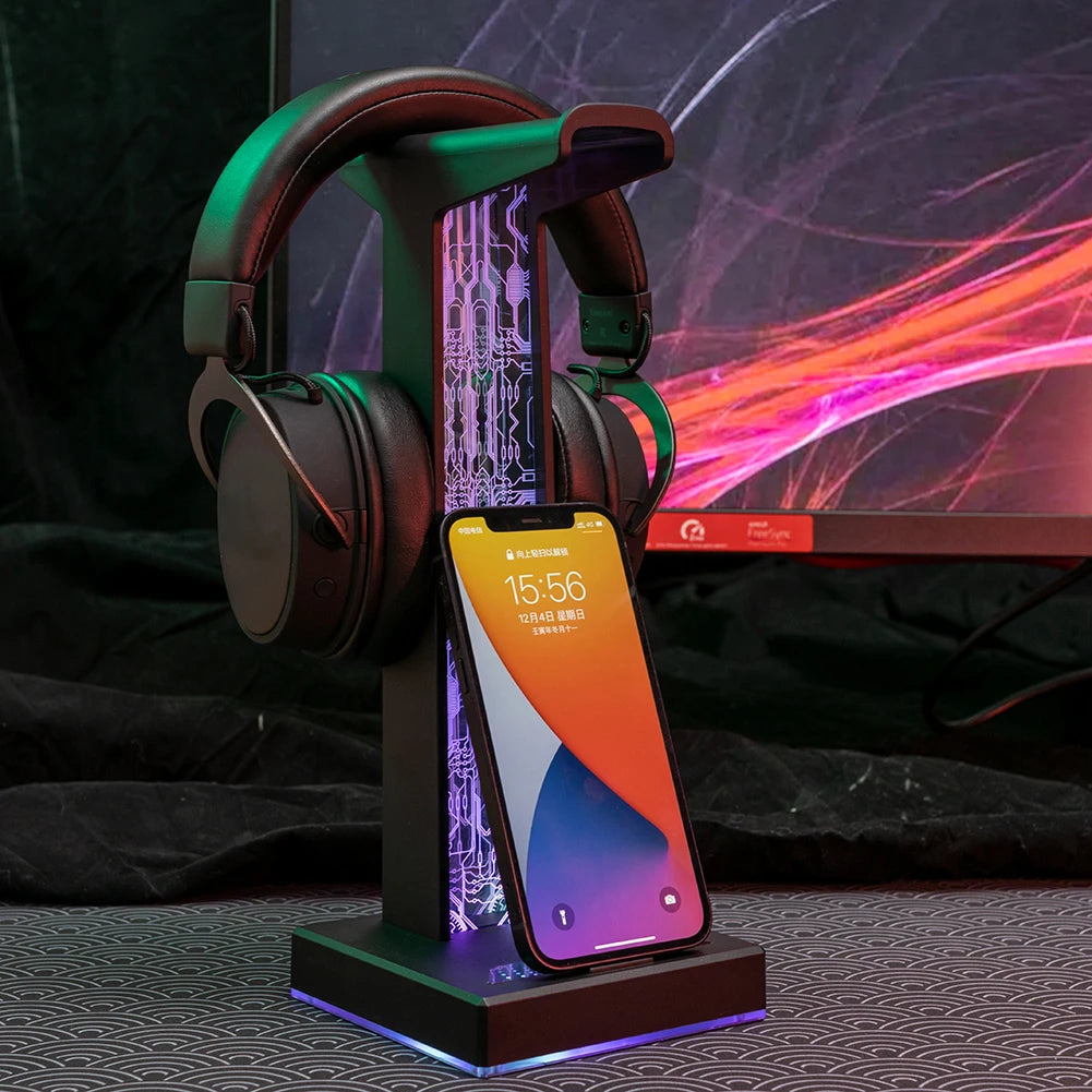 RGB Gaming Headphone Stand Dual USB Port