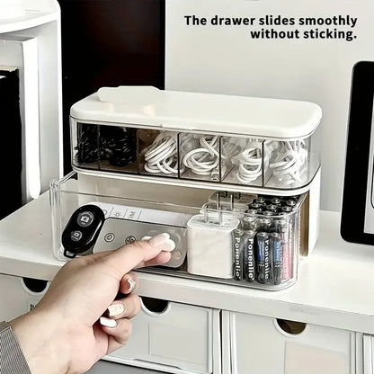 Double Layer Transparent Cable Organizer Box Storage