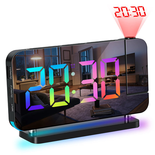 Projection Alarm Clock RGB Colorful LED Digital Clock