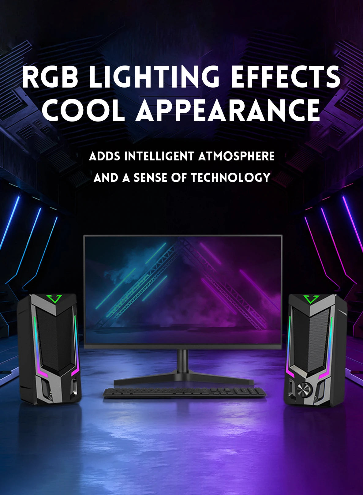Bluetooth RGB computer speaker with LED ambient