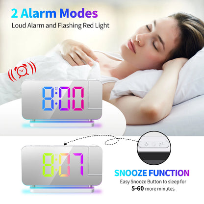 Projection Alarm Clock RGB Colorful LED Digital Clock