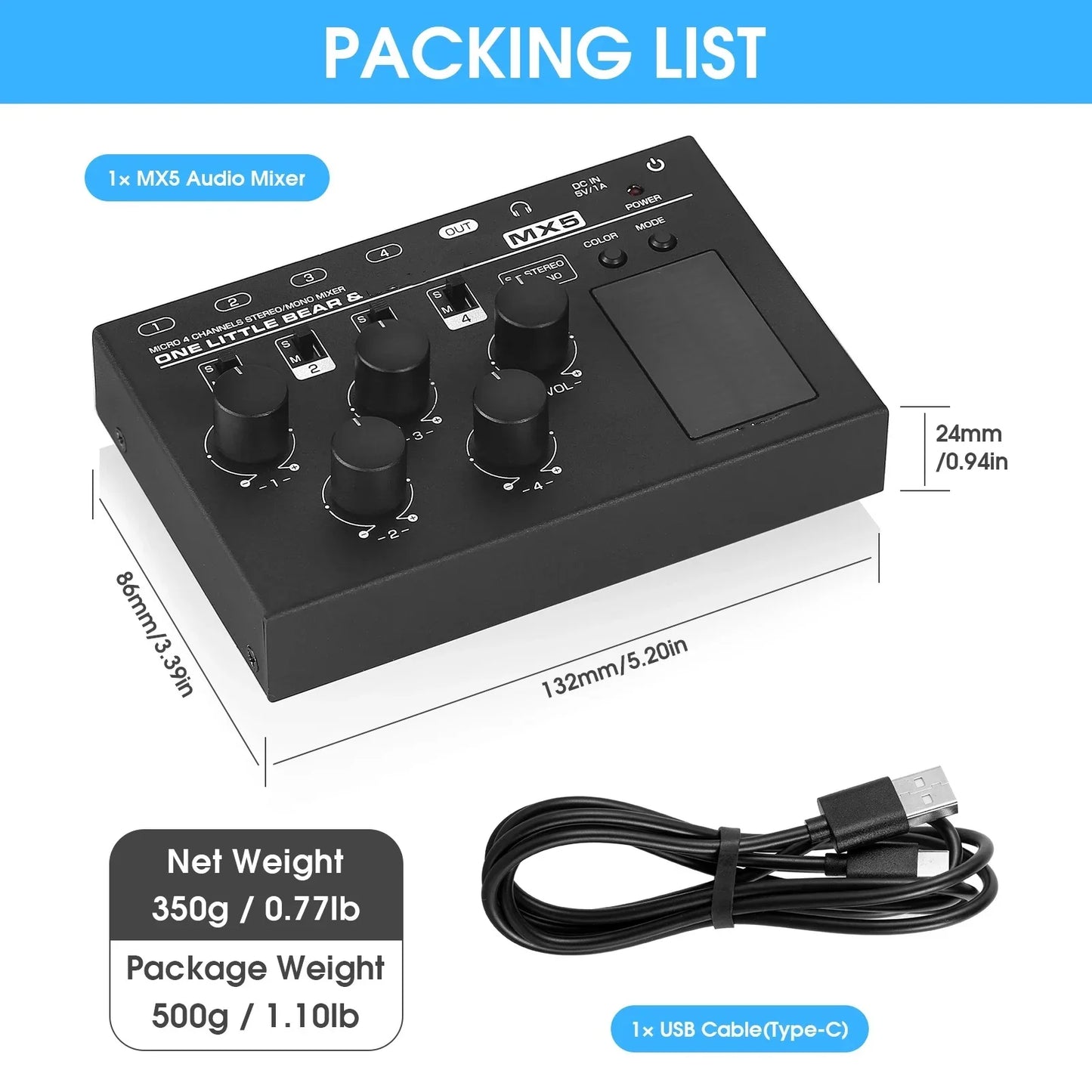 Channel Stereo Audio Mixer Mini