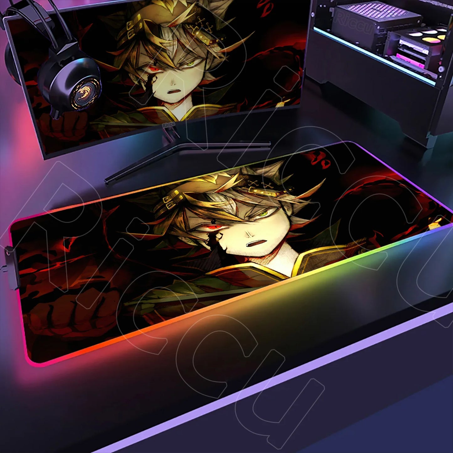 XXL RGB Gaming Mouse Pad Black Clover Asta Deskmat