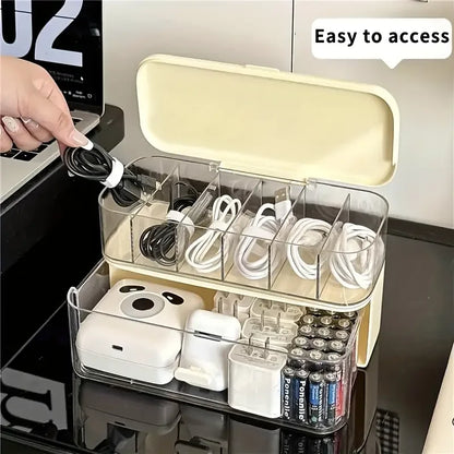 Double Layer Transparent Cable Organizer Box Storage